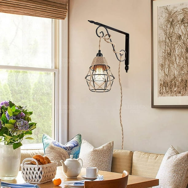Farmhouse Plug in Pendant Light, Industrial Hanging Lights with