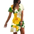 thumbnail image 2 of Sundresses for Women 2026 Hawaiian Floral Print V Neck Short Sleeve Elegant Classy Fashion Dress Casual Beach Outfits, 2 of 5