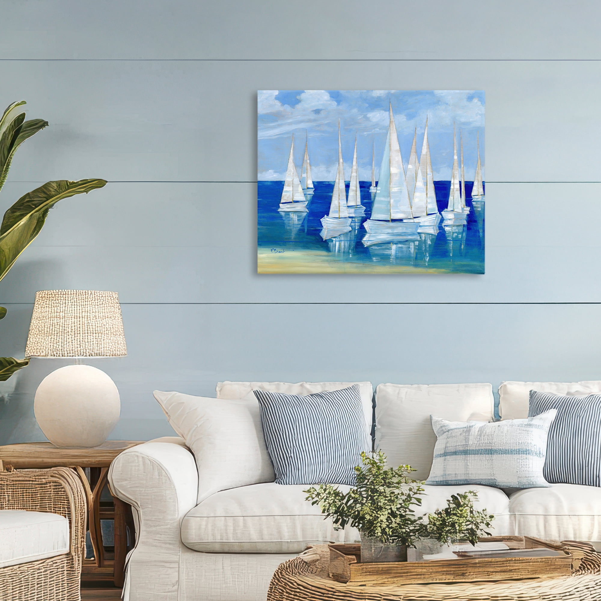 Stupell Industries Blanco Beach Sailboats Canvas Wall Art, design by Paul Brent
