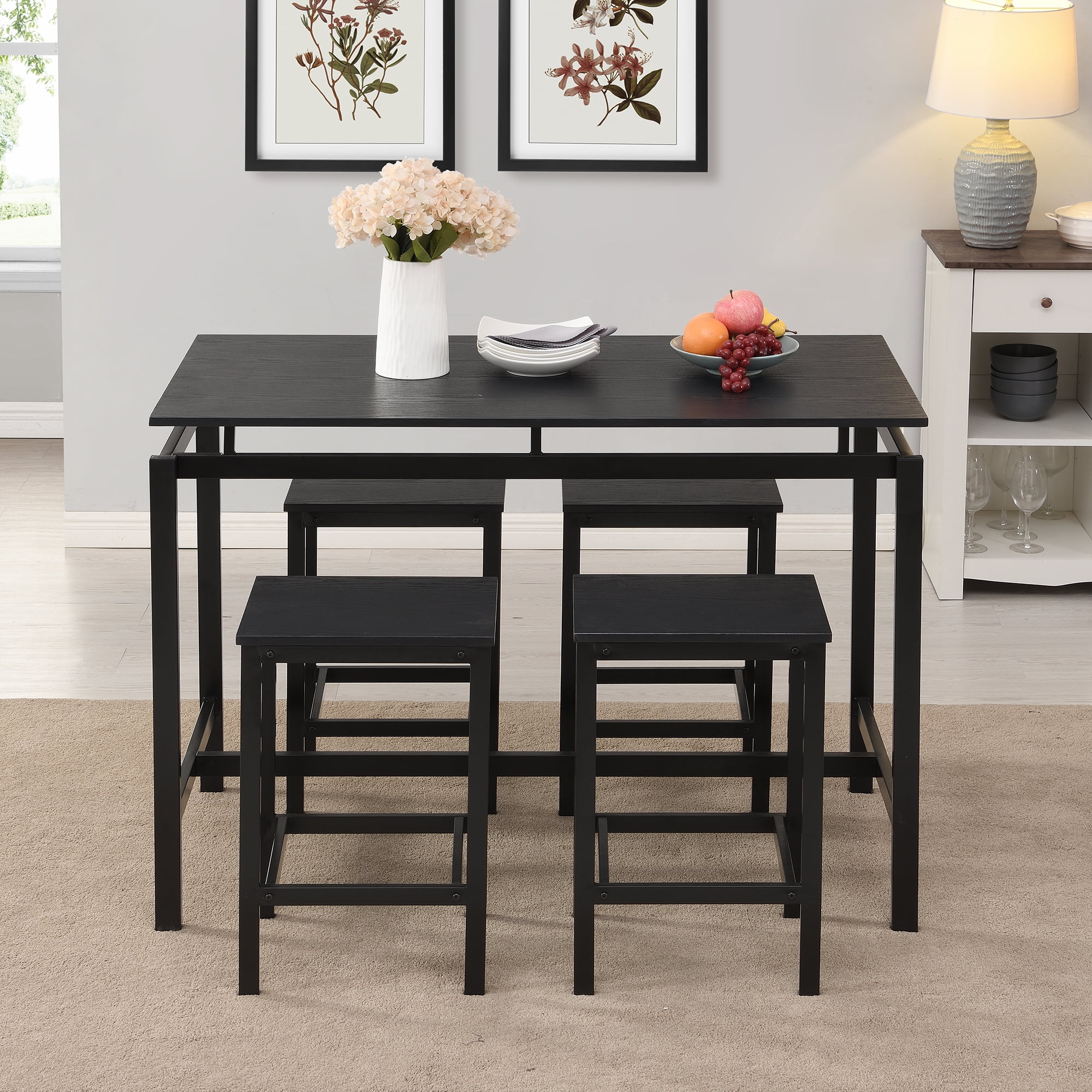 Harper&bright designs 5 piece dining set wood and metal pub table with 4 bar stools deals