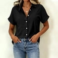 thumbnail image 4 of Enjoytime Button Down Shirts for Women Collared Short Sleeve Work Shirts Solid Color Dressy Business Casual Tops, 4 of 6