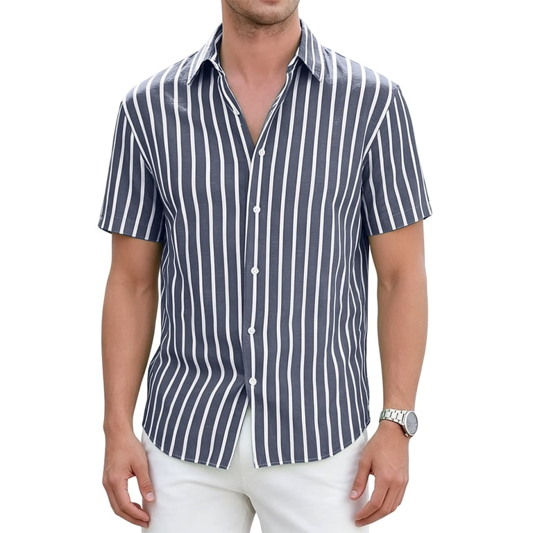 mens short sleeve dress shirts for wedding Men's Short Sleeve Dress Shirts Stretch Stain Shield Business Casual Button Down Solid Formal Wedding Tops