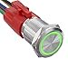 thumbnail image 3 of Apiele 16Mm Latching Push Button Switch 12Vdc On Off Stainless Steel With Led Angel Eye Head For 063 Mounting Hole With Wire Socket Plug Self-Locking(Green), 3 of 4