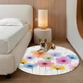 thumbnail image 2 of Watercolor Colorful Floral Round Area Rug 5Ft Washable Circle Rugs for Living Room Bedroom, Farmhouse Summer Flowers Non-Slip Carpet Floor Mats Indoor Outdoor Carpet Runner Aesthetic Home Decor, 2 of 8