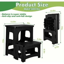 Folding 2-Step Stool, 8" 17" Non-Slip Collapsible Step Stools, Portable for Home Kitchen Bedroom Office
