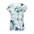 thumbnail image 5 of Womens Tops Short Sleeved Button-up Round-neck Printed Base T-shirt Mint Green L, 5 of 8