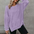thumbnail image 5 of FAIWAD Sweatshirt for Women Long Sleeve Crew Neck Side Split Oversized Pullover Tops Trendy Casual Knit Clothes, 5 of 9