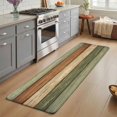 thumbnail image 3 of Runner Rug 15.7"x47.2", Farmhouse Sage Green Brown Non Slip Backing Floor Mats Area Rugs, Absorbent Muddy Dirt Trapping Carpet for Hallway Entryway Kitchen Bedside Living Room Vintage Wooden Striped, 3 of 9
