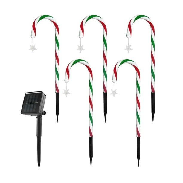 Luces solares navideñas de bastón de , luces de estaca impermeables con 8 modos de iluminación, decoración navideña para decoración de caminos Estilo A