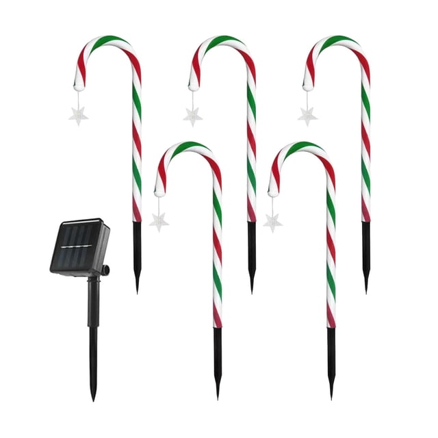 Luces solares navideñas de bastón de , luces de estaca impermeables con 8 modos de iluminación, decoración navideña para decoración de caminos Estilo A