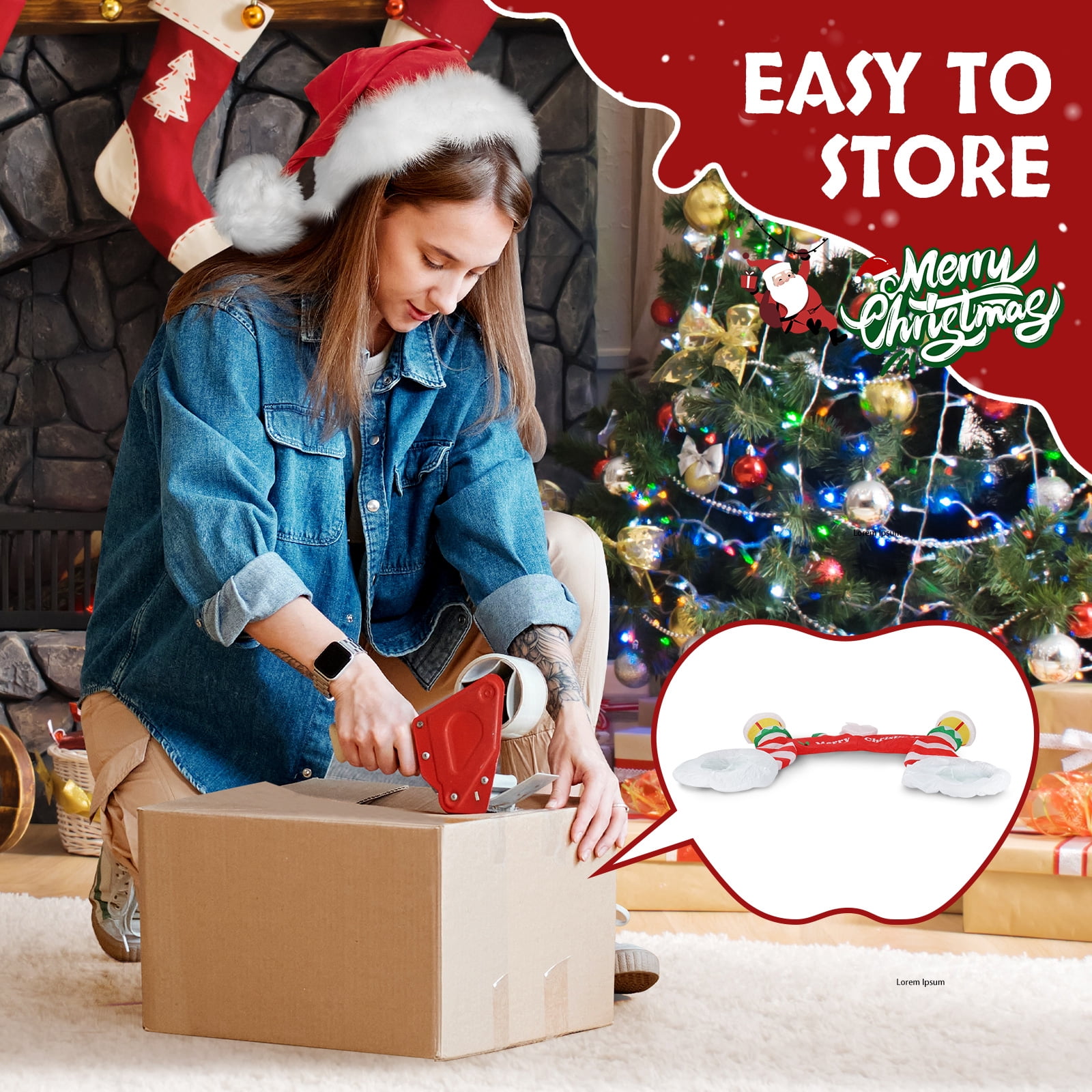 Astoutdoor 8.9 ft Lighted Christmas Inflatable Archway with Santa Claus and Built-in LED Lights