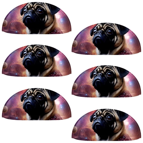 PhooArto 6 Pcs Cup Drawer Pulls, Purple Galaxy Pug Dog Shell Shape Handles Cabinet Knobs for Dresser Cupboard Closet Wardrobe with Screws