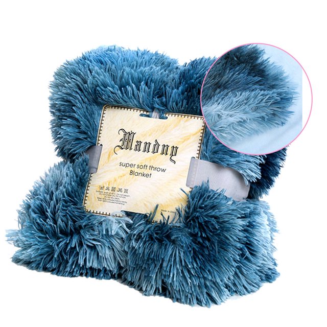 Inteprter Manta mullida para sofá, decorativa, larga, de felpa, para sofá, silla, dormitorio, sala de estar, teñido de color rosa claro Decoración del hogar Teñido de azul