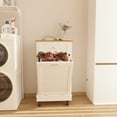 thumbnail image 2 of JassmiPkwy Trash Cabinet Tilt-Out,10 Gallon Farmhouse Laundry Hamper Cabinet w/1 Drawers,Hidden Wooden Trash Can Cabinets with Storage Basket for Kitchen-White, 2 of 7
