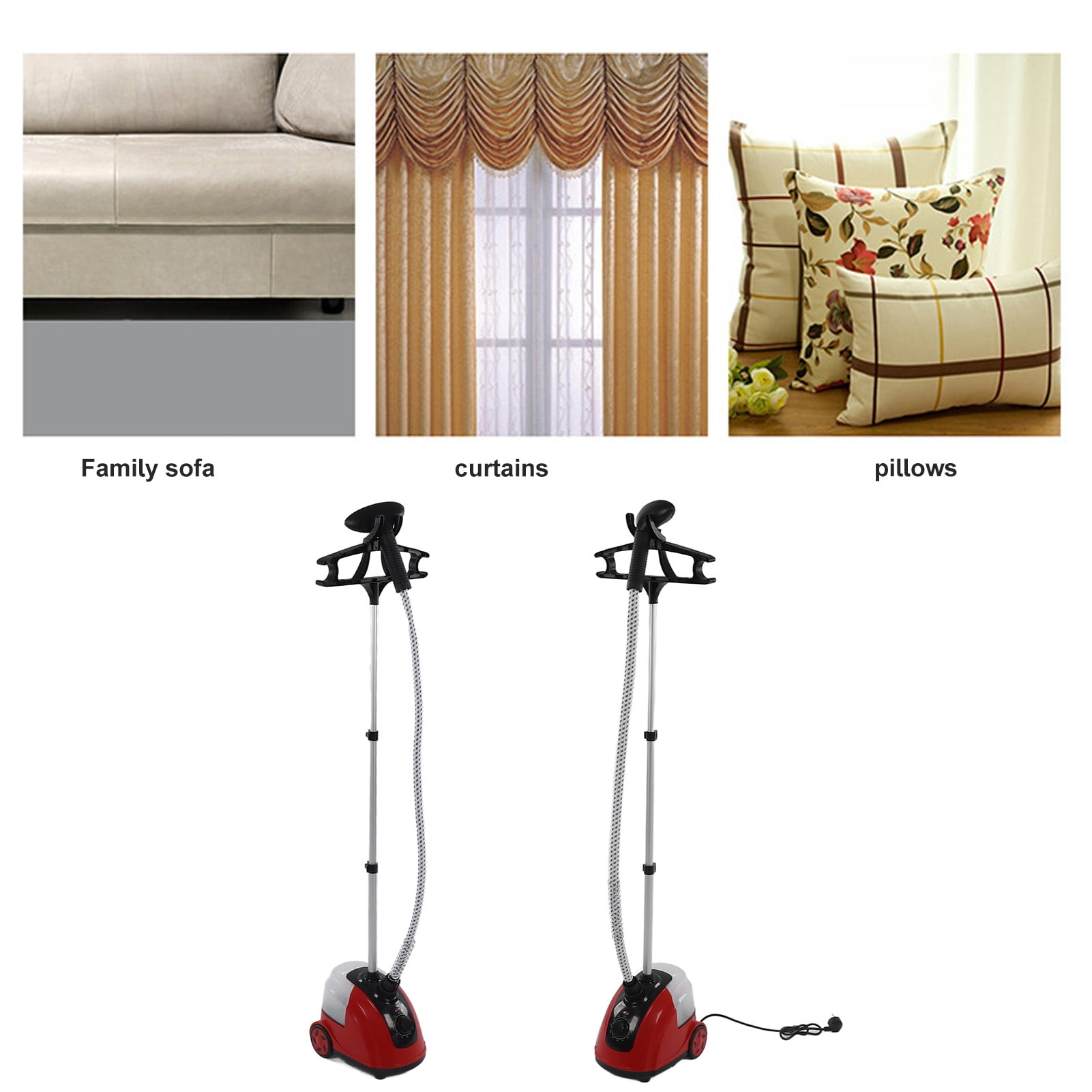 YAHHU Professional Standing Steam Iron for Clothes 1800W Powerful Garment Steamer with Hanger Red (35 inches / 88.9 cm Height)