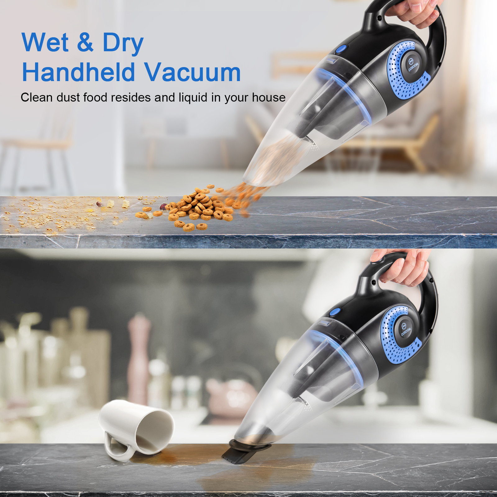 Moosoo Strong Suction handheld Vacuum Cleaner, Cordless Hand Vacuum, Rechargeable Handy Vac for Car & Pet Hair - image 4 of 7