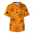 thumbnail image 2 of MLQIDK Halloween Print Scrubs for Men Short Sleeve Pumpkin Ghost Bat Printed Nurse Uniforms Halloween V-Neck Funny Scrub Shirts Big and Tall Fun Workwear Saffron 2XL, 2 of 4