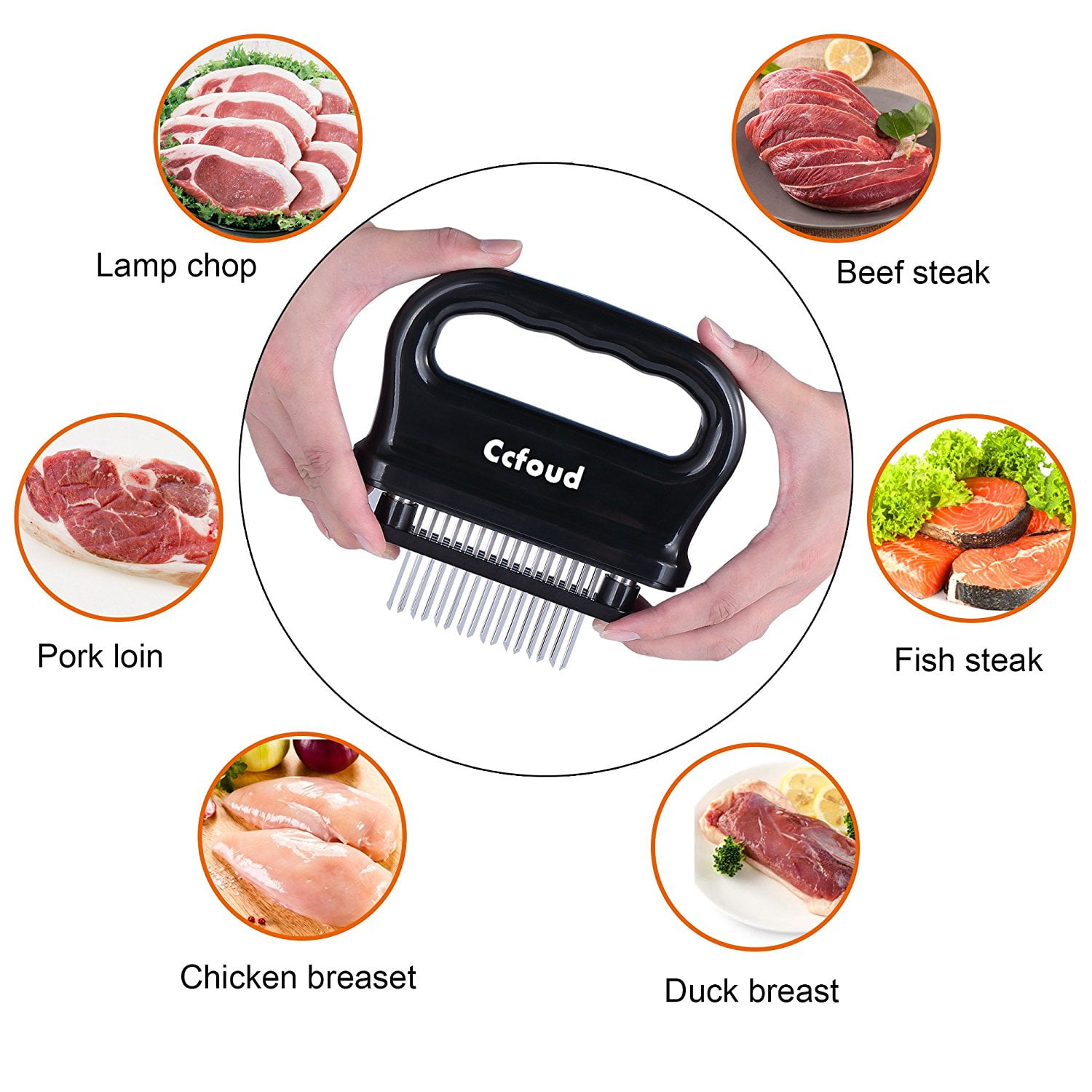 48 Stainless Steel Ultra Sharp Needle Blade Kitchen Tenderizer for Tenderizing Steak Marinade /& Flavor Maximizer Kitchen Accessories Cykelar Meat Tenderizer Tool with Holder Beef Black