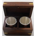 thumbnail image 3 of 2 Brass Shot Glasses w/ Anchors in Custom Wooden, 3 of 4