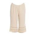 thumbnail image 3 of DHFJKG Women's Casual Capri Pants Lace Solid Color Loose Fit Elastic Waisted Wide Leg Loungewear Crop Pants Trendy Trousers, 3 of 3