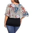 thumbnail image 3 of Gvmfive Plus Size Womens Blouses Half Sleeve Floral Print Casual Tops Irregular Tunic Shirt, 3 of 4