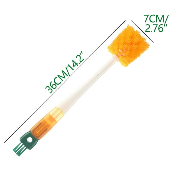 5-In-1 Bottle Brush Cleaner, 14" Long Handle Cup Scrubbing Brush, Built for Cleaning Baby Bottles, Sippy Cups, Water Bottle, Tumblers, Wine Decanters, Glassware