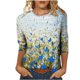 thumbnail image 2 of ICHUANYI Clearance Women's Fashion Printed T-shirt 3/4 Sleeves Blouse Round Neck Casual Tops(Light Blue, M) ICHUANYI WER2023080900798, 2 of 5