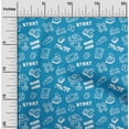 thumbnail image 2 of oneOone Velvet Medium Blue Fabric Game Video Game Doodle Craft Projects Decor Fabric Printed By The Yard 58 Inch Wide, 2 of 4