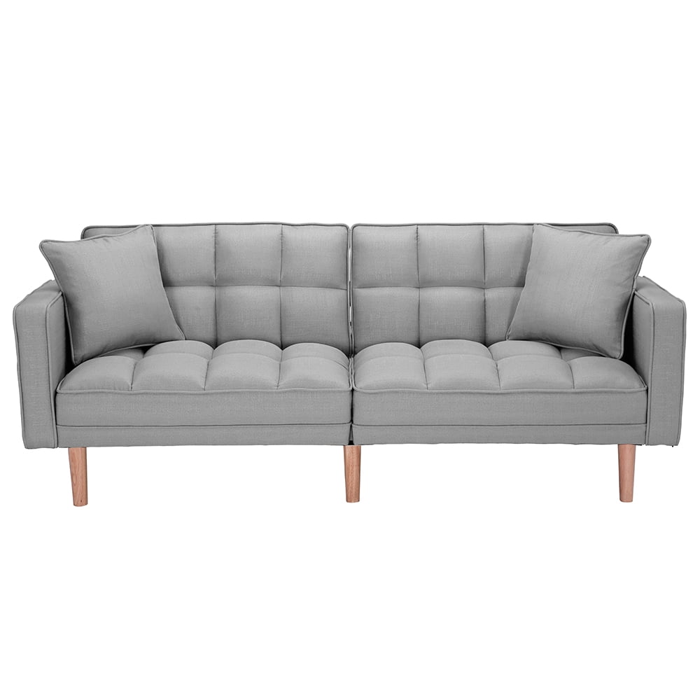 Lowestbest Modern Futon Sofa Bed with 2 Pillows for Small Spaces Living Room Bedroom, Gray Lowestbest Modern Futon Sofa Bed with 2 Pillows for Small Spaces Living Room Bedroom, Gray