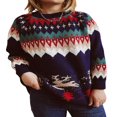 thumbnail image 1 of Chandail de Noël pour Femmes en Tricot, Chandail à Manches Longues, Col Rond, Orignal, Hauts d'Hiver, 1 of 9