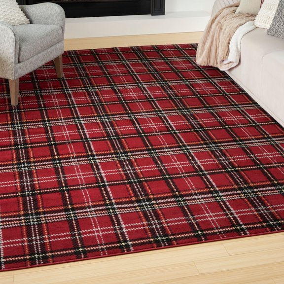 Nourison Grafix Contemporary Plaid Indoor Area Rug Red 9' x 12'
