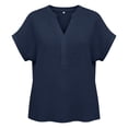 thumbnail image 4 of Dxzfnsa Womens Linen Shirts Short Sleeve Button Down Shirts Casual Vacation Beach Summer Tops Cowgirl Western Concert Outfits S-2XL, 4 of 7