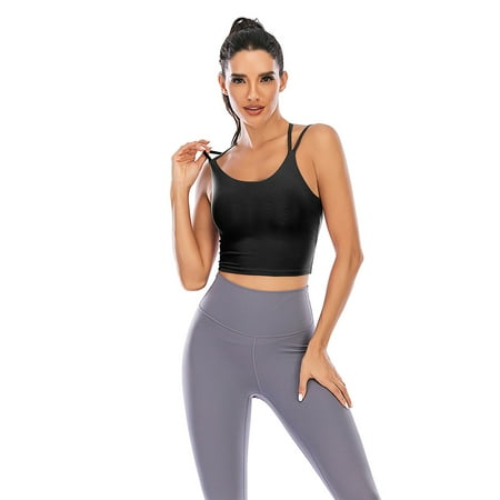 

Cross Back Sport Bras Padded Strappy Criss Cross Cropped Bras for Yoga Workout Fitness