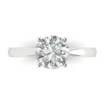 1.5 ct Round Cut Moissanite Solitaire 18K White Gold Womens Engagement Ring