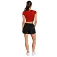 thumbnail image 2 of SpongeBob Happy Holidays Christmas Women's Cap Sleeve Baby Rib Crop Top, Red, Medium, 2 of 5