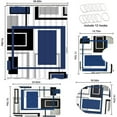 thumbnail image 6 of FRAMICS Blue Black Geometric Shower Curtain Sets with Rugs, 16 Pc Modern Abstract Bathroom Sets, Waterproof Fabric Shower Curtain with 12 Hooks and Toilet Rugs, 6 of 9