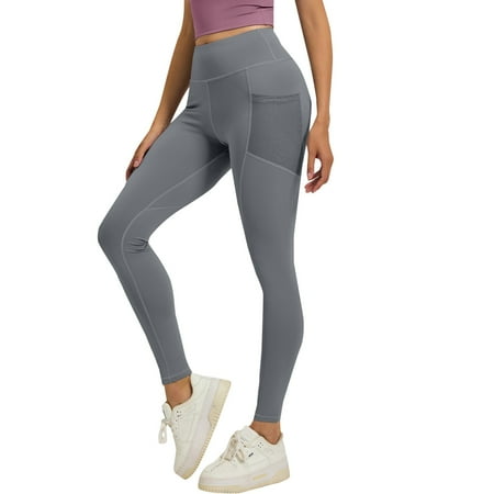 Leggings with Pockets for Women Comdrip Women s High Waist Yoga Pants with Pockets Yoga Pants Sport Workout Leggings for Women Tummy Control Leggings for Women Grey 3XL