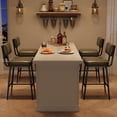 thumbnail image 4 of Upholstered Counter Height Bar Stools Set of 2, with Backrest & Footrest, Thick Cushion, Metal Legs, Green, 4 of 9