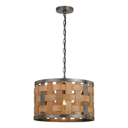

15.75 in. Norwood 1 Light Pendant Vintage Steel & Distressed Wood