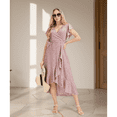 thumbnail image 6 of MLDRA Dress for Women Flower Floral Wedding Guest Dress V Neck Wrap Ruffle Sleeve Beach Skirt Casual 2025 Summer Pink, 6 of 9