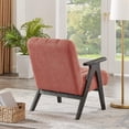 thumbnail image 2 of Modern Teddy Sherpa Accent Chair with Espresso Wood Frame - Coral Upholstery, Ideal for Living Room & Office, 2 of 7