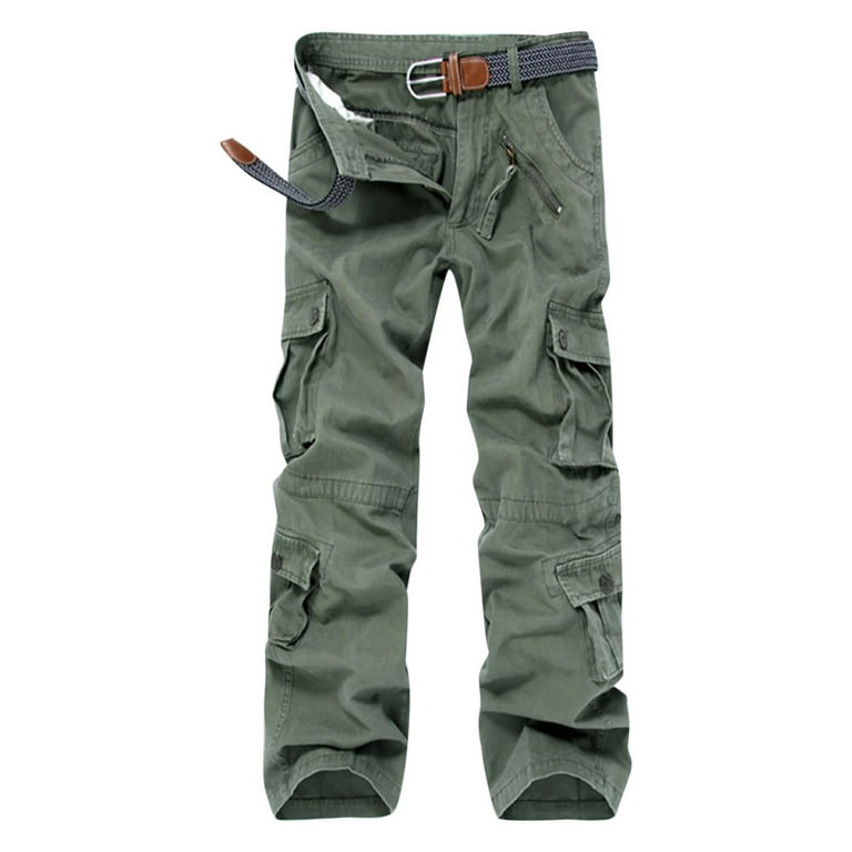 Cethrio Mens Cargo Pants Relaxed- Outdoor Clearance with Pockets Workout  Casual Casual Fall and Winter Green Cargo Pants Size XL
