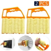 2PCS Blind Cleaner ,Air Conditioner Mini Brush ,Window Contacts Blade Cleaning Vertical Duster With 7 Slat Handheld Household Tool ,Washable Dust Venetian Shutters For Housework ,Office Yellow