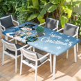 thumbnail image 2 of Blue Snowman Christmas Table Cloths for 3 Foot Rectangle Tables, Xmas Gifts Wreath Snowflake Patio Waterproof Elastic Fitted Tablecloths, Washable Rectangular Table Cover for Camping, 2 of 8
