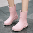 thumbnail image 4 of HTHLVMD Mid Calf Rainwear, Waterproof Solid Mid Calf Rain Boots Casual Outdoor Gardening, Slip Resistant Rubber Footwear Holiday Travel Wearing, Lightweight Comfortable Car Wash Shoes, Pink 7, 4 of 4