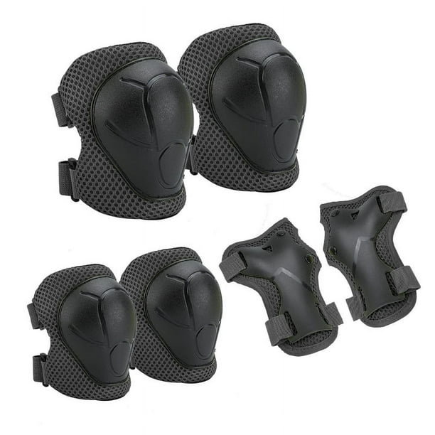 Juego de 6 (S, Negro) Juegos de protección para patinetas y bicicletas para niños Juegos de protección para niños Coderas Rodilleras Muñequeras