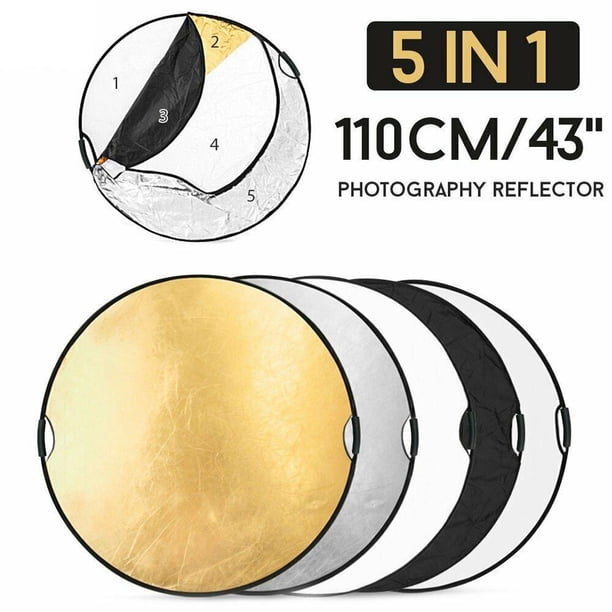 5 en 1 Flexible 60/80/110cm Fondo plegable estudio fotográfico redondo translúcido/plata/oro/Blanco/Negro fotografía Reflector conjunto - 80cm Los 80cm Soledad Reflector de fondo de estudio