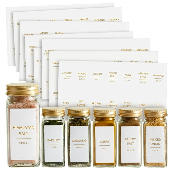 Talented Kitchen Spice Labels for Jars - 140-Pack, 1.25 x 2.5 in, Gold Matte Vinyl - Water-Resistant & Easy Peel & Stick - Kitchen & Pantry Organization - Spice Jar Labels Gold
