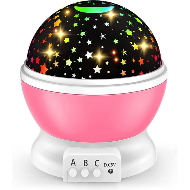Proyector de luz nocturna de estrellas para niños: Luz nocturna de luna y estrellas con rotación de 360 grados para niñas de 2 a 12 años - Regalos para guarderías | Fiestas | Juguetes decorativos