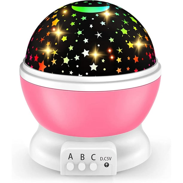 Proyector de luz nocturna de estrellas para niños: Luz nocturna de luna y estrellas con rotación de 360 grados para niñas de 2 a 12 años - Regalos para guarderías | Fiestas | Juguetes decorativos